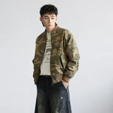 Vintage American Style Camo Baseball Bomber Jacket