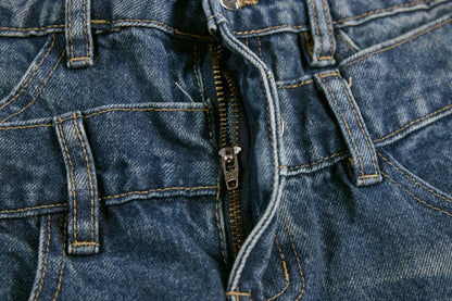 Irregular Distressed Spliced Washed Wide Leg Jeans