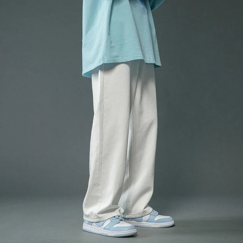 Oversized Casual Wide Leg White Jeans