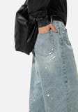 Japanese Style Washed Splatter Relaxed Fit Jeans