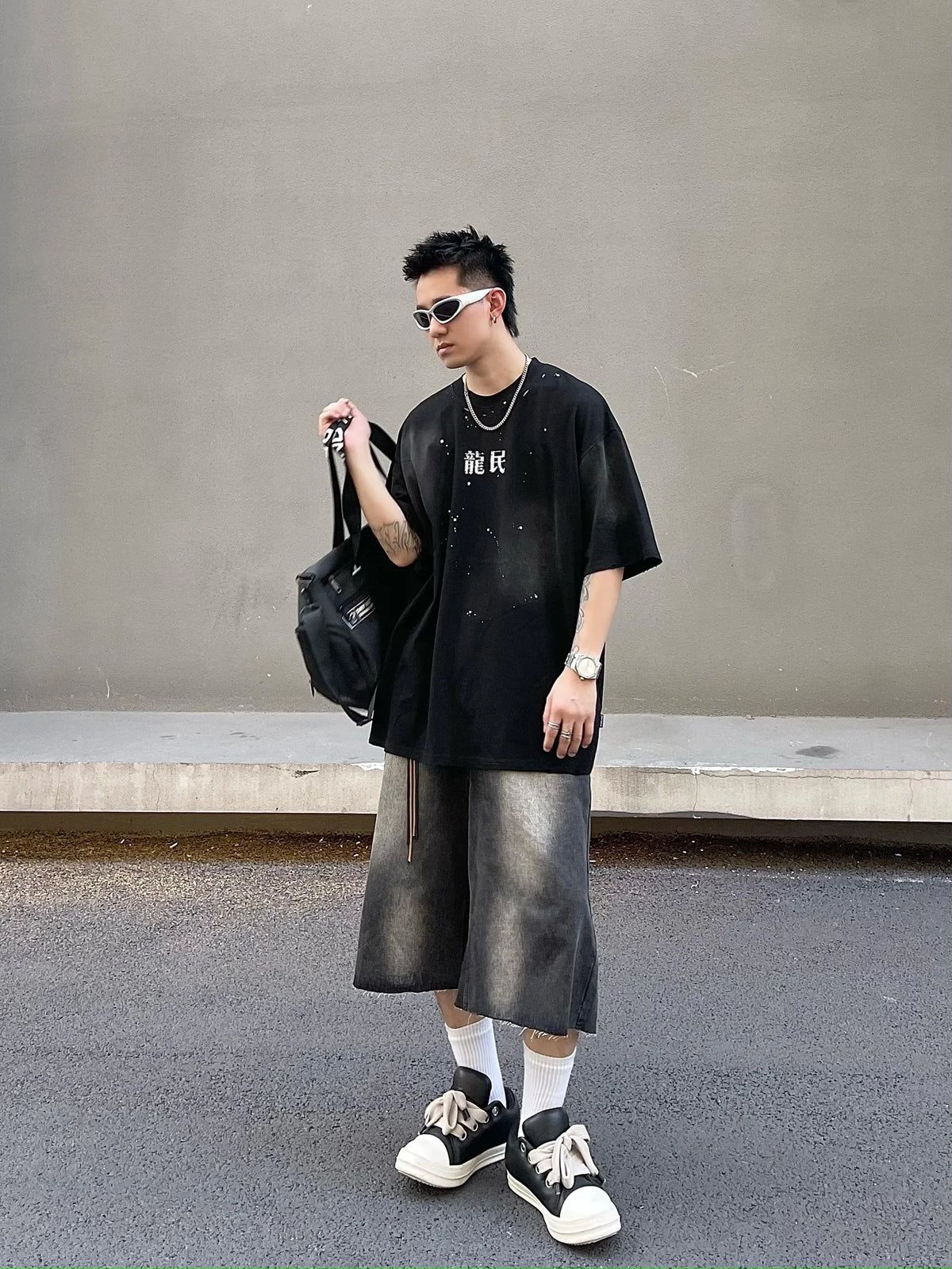 Y2K Rivets Washed Lightning Jorts