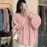 Vintage Oversized V-neck Knitted Sweater