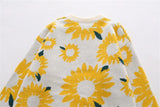 Sunflower Pattern Textured Knit Sweater