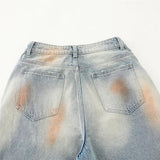 Streetwear Flattering Distressed Tie-Dye Denim Short
