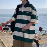 Loose Striped Polo T-shirt
