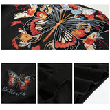 Butterfly Embroidery Vintage Hip Hop T-Shirt
