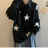 Women Retro Stars Vintage Patchwork Sweater