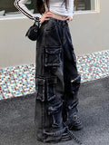 Black Washed Streetware Baggy Cargo Jeans