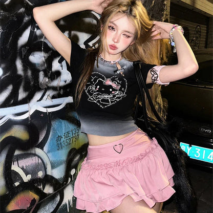 Y2K Kitty Underground Skirt & Top