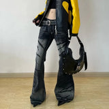 Vintage Black Retro Wide Leg Jeans