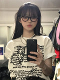 Vintage Cute Rabbit Print Loose T-Shirt