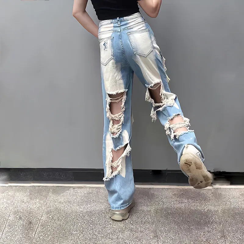 Versatile Straight Ripped Jeans
