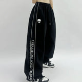 Black American Style Trend Printed Drawstring Sweatpants