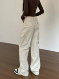 Vintage White High Waist Baggy Cargo Pants