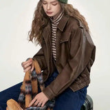 Vintage American Style Retro Maillard Style Jacket