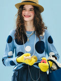 Soft Blue Polka Dot Long Sleeve T-Shirt