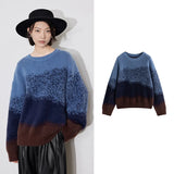 Gradient Round Neck Woolen Knitted Sweater