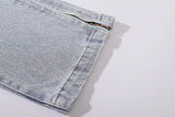 Butterfly Snake Embroidery Straight Denim Pants