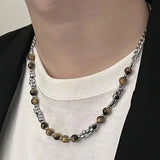 Amber Cat Eye Choker Gothic Stainless Necklace