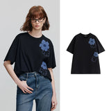 Women Cute Flower Casual Summer Short Sleeve T-Shirt