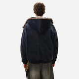 Trendy Streetwear Splicing Faux Fur Hooded Jacket