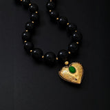Music Vacation Retro Heart Beaded Necklace