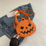 Color Blocking Halloween Pumpkin Shoulder Bag