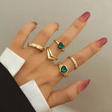 Y2K Soft Gemstone Heart Rings