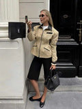 Minimalist Patchwork Short Sleeve Leather Jacket