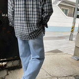 Men's Casual Loose Korean Style Plaid Long Shirt