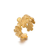 Y2K Adjustable Gold Floral Ring