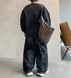 Trendy Oversized Distressed Washed Sweatshirt