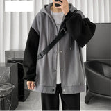 Korean Style Simple Single Breasted Hooded Sweatshirt