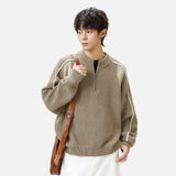 Streetwear Half Zip Mid Collar Knitwear Sweater
