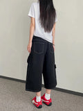 Retro Hip Hop High Waist Patchwork Cargo Jorts