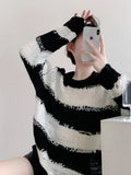 Women Comfort Cozy Striped Mohair Sweater
