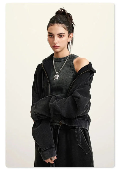 Women's Fleece Zip-up Cropped Hoodie
