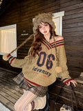 Cozy Vintage Letter Print Oversize Sweater