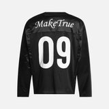 Bold Printed Mesh V-Neck Long Sleeve T-Shirt