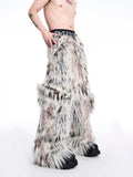 Luxury Leaopard Oversized Faux Fur Casual Pants