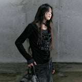 Grunge Aesthetics Letter Print Long T-Shirt