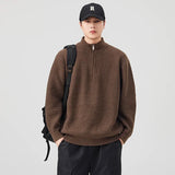 Cozy Black Turtleneck Half Zipper Sweater