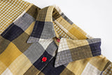 Effortless Retro Patchwork Plaid Long Sleeve Shirt