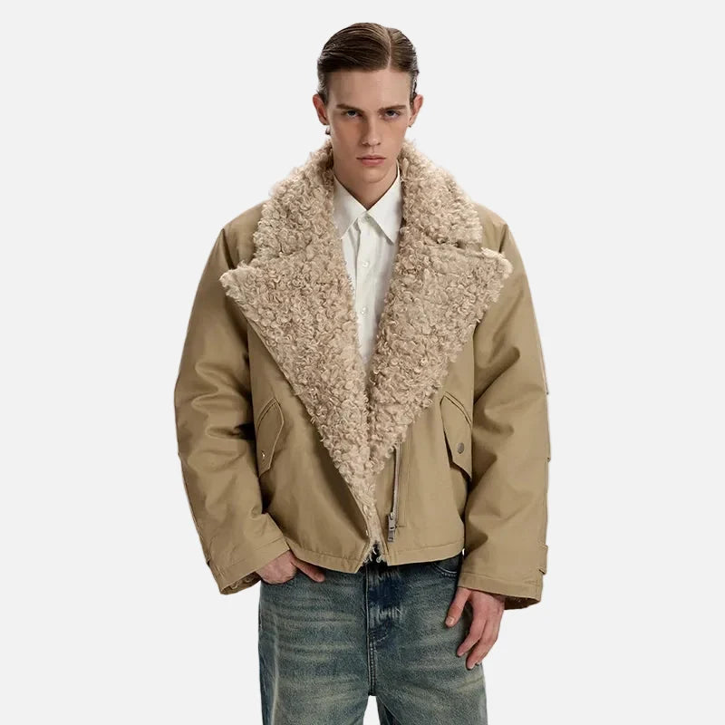 Winter Brushed Lamb Wool Parka Faux Fur Jacket
