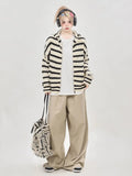 Striped Print Long Sleeve Hooded T-Shirt