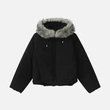 Streetwear Warm Solid Color Fur Hooded Jacket