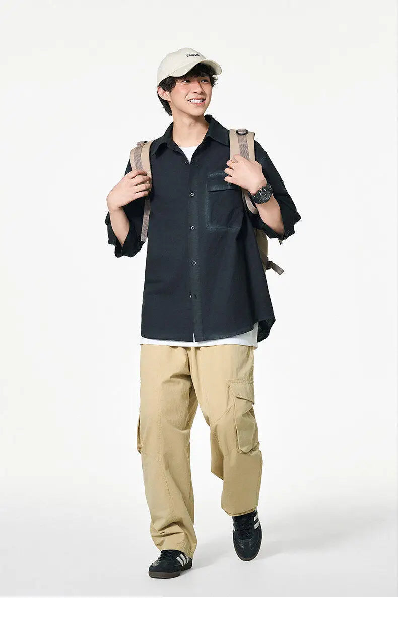 Cloud-Soft Contrast Lapel Casual Shirt