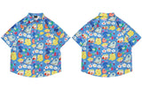 Y2K Vibrant Fashionable Cartoon Graphic Button-Up Shirt
