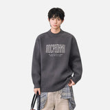Cozy Winter Letter Print Crew Neck Knitted Sweater