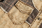 Vintage Plaid Patchwork Denim Jacket